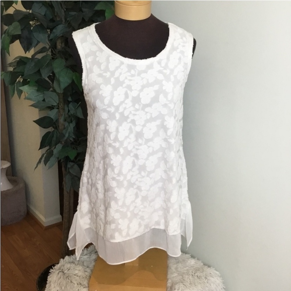 Women's Simply Vera Vera Wang raised floral Tank Top XS White